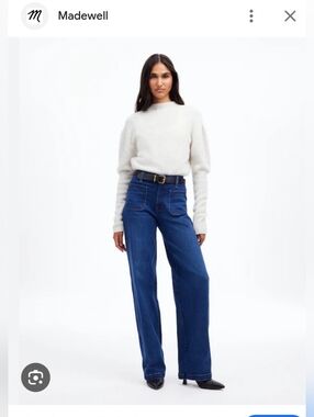 Madewell Emmett Wide Leg Jeans (Curvy) Deep Clean Blue | 23P